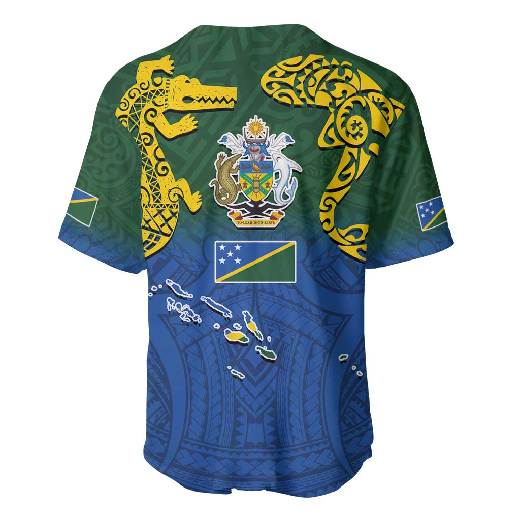Solomon Islands Baseball Jersey The Guardians-Tribal Crocodile and Shark Melanesian Tattoo