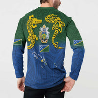 Solomon Islands Button Sweatshirt The Guardians-Tribal Crocodile and Shark Melanesian Tattoo