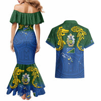 Solomon Islands Couples Matching Mermaid Dress and Hawaiian Shirt The Guardians-Tribal Crocodile and Shark Melanesian Tattoo LT03 - Polynesian Pride