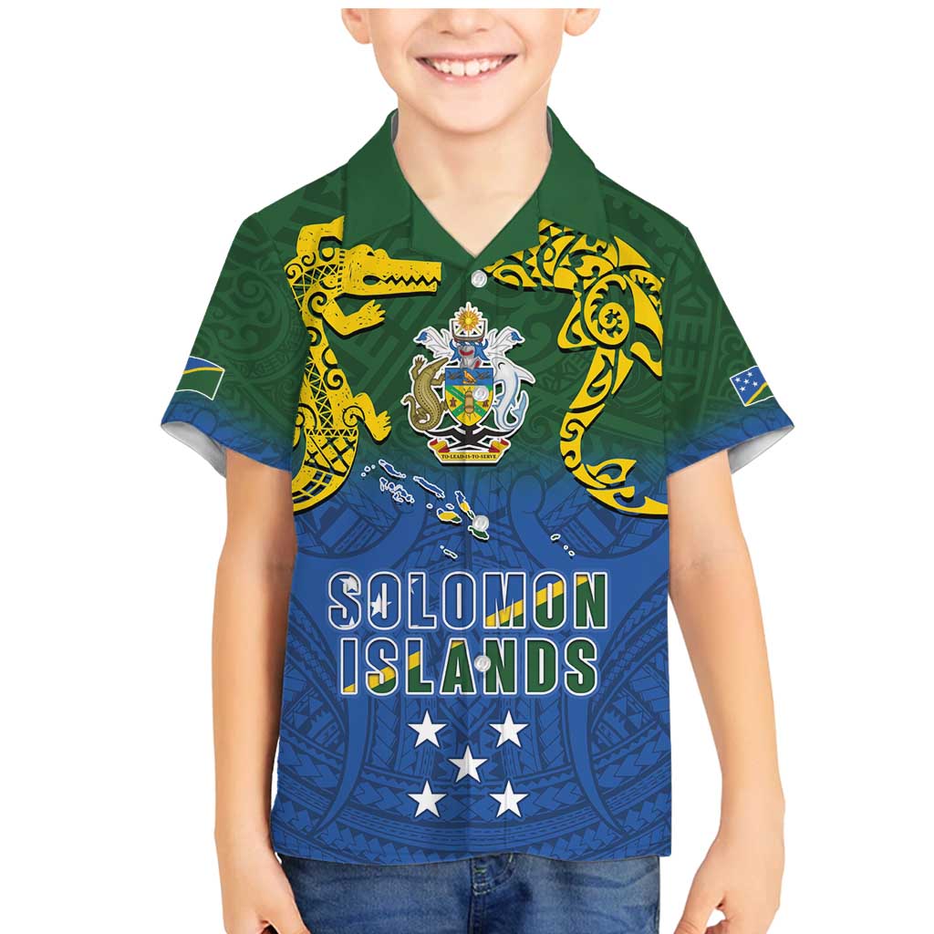 Solomon Islands Family Matching Mermaid Dress and Hawaiian Shirt The Guardians-Tribal Crocodile and Shark Melanesian Tattoo