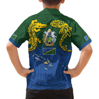 Solomon Islands Family Matching Off The Shoulder Long Sleeve Dress and Hawaiian Shirt The Guardians-Tribal Crocodile and Shark Melanesian Tattoo LT03 - Polynesian Pride