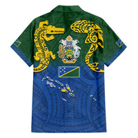 Solomon Islands Family Matching Off The Shoulder Long Sleeve Dress and Hawaiian Shirt The Guardians-Tribal Crocodile and Shark Melanesian Tattoo LT03 - Polynesian Pride