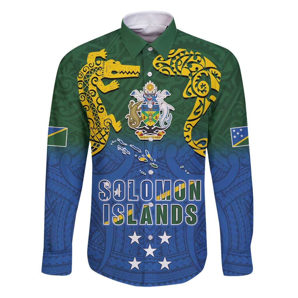 Solomon Islands Family Matching Puletasi and Hawaiian Shirt The Guardians-Tribal Crocodile and Shark Melanesian Tattoo