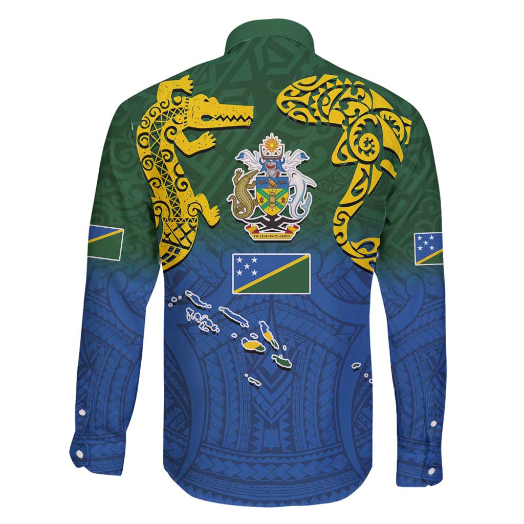 Solomon Islands Family Matching Summer Maxi Dress and Hawaiian Shirt The Guardians-Tribal Crocodile and Shark Melanesian Tattoo