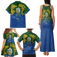 Solomon Islands Family Matching Tank Maxi Dress and Hawaiian Shirt The Guardians-Tribal Crocodile and Shark Melanesian Tattoo