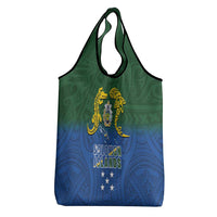 Solomon Islands Grocery Bag The Guardians-Tribal Crocodile and Shark Melanesian Tattoo