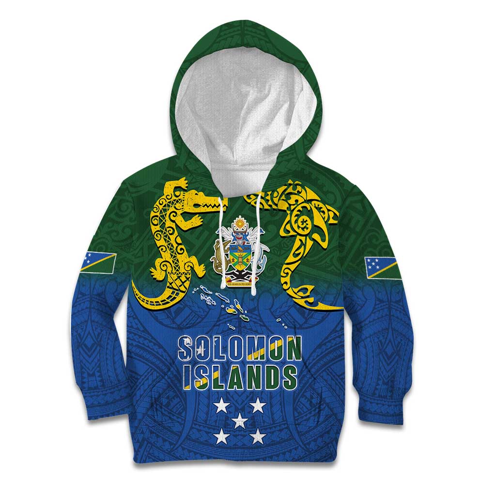 Solomon Islands Kid Hoodie The Guardians-Tribal Crocodile and Shark Melanesian Tattoo