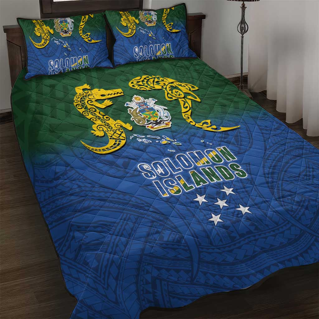 Solomon Islands Quilt Bed Set The Guardians-Tribal Crocodile and Shark Melanesian Tattoo