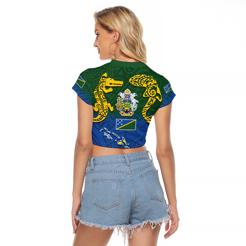 Solomon Islands Raglan Cropped T Shirt The Guardians-Tribal Crocodile and Shark Melanesian Tattoo