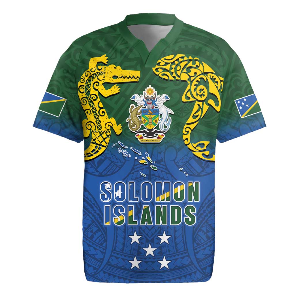 Solomon Islands Rugby Jersey The Guardians-Tribal Crocodile and Shark Melanesian Tattoo