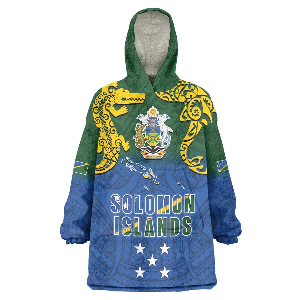 Solomon Islands Wearable Blanket Hoodie The Guardians-Tribal Crocodile and Shark Melanesian Tattoo