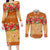 Hawaii Hibiscus Couples Matching Long Sleeve Bodycon Dress and Long Sleeve Button Shirt Turtles and Tribal Motifs Vintage Floral Style