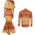 Hawaii Hibiscus Couples Matching Mermaid Dress and Long Sleeve Button Shirt Turtles and Tribal Motifs Vintage Floral Style