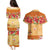 Hawaii Hibiscus Couples Matching Puletasi and Hawaiian Shirt Turtles and Tribal Motifs Vintage Floral Style