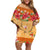 Hawaii Hibiscus Family Matching Off Shoulder Short Dress and Hawaiian Shirt Turtles and Tribal Motifs Vintage Floral Style