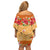 Hawaii Hibiscus Family Matching Off Shoulder Short Dress and Hawaiian Shirt Turtles and Tribal Motifs Vintage Floral Style