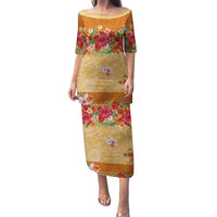 Hawaii Hibiscus Family Matching Puletasi and Hawaiian Shirt Turtles and Tribal Motifs Vintage Floral Style