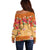 Hawaii Hibiscus Off Shoulder Sweater Turtles and Tribal Motifs Vintage Floral Style