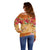 Hawaii Hibiscus Off Shoulder Sweater Turtles and Tribal Motifs Vintage Floral Style