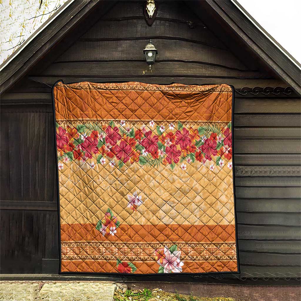 Hawaii Hibiscus Quilt Turtles and Tribal Motifs Vintage Floral Style