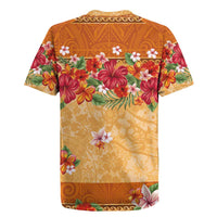 Hawaii Hibiscus Rugby Jersey Turtles and Tribal Motifs Vintage Floral Style