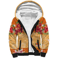 Hawaii Hibiscus Sherpa Hoodie Turtles and Tribal Motifs Vintage Floral Style LT03 Unisex Yellow - Polynesian Pride