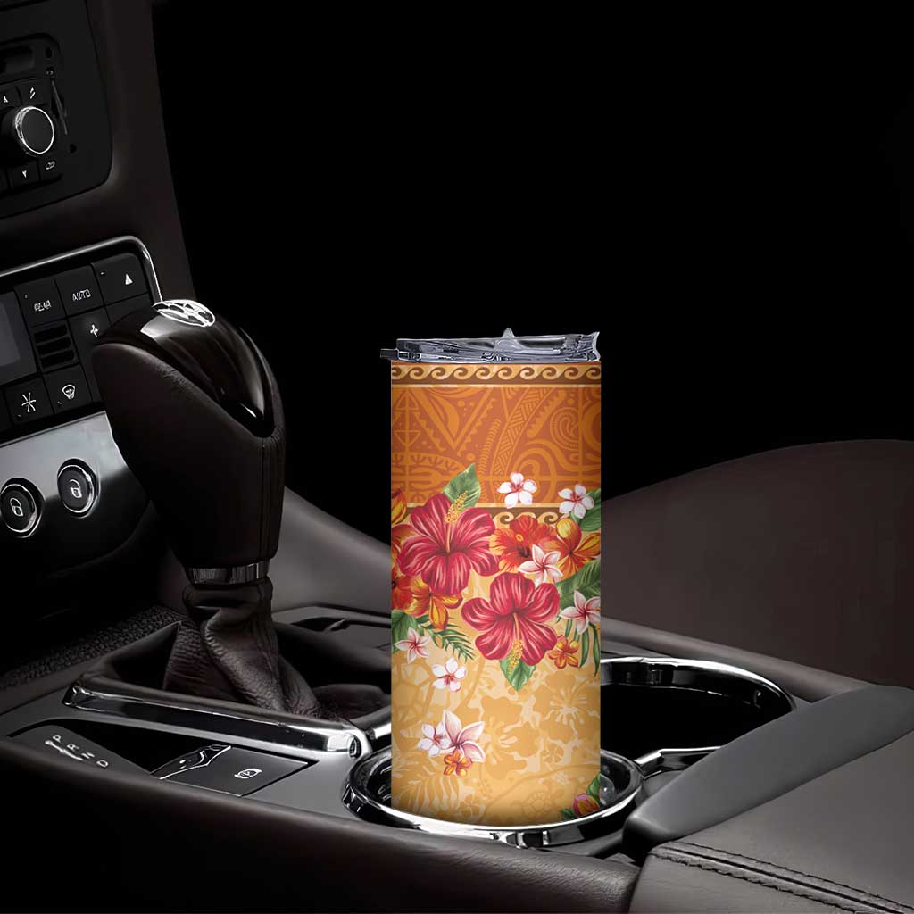 Hawaii Hibiscus Skinny Tumbler Turtles and Tribal Motifs Vintage Floral Style