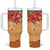 Hawaii Hibiscus Tumbler With Handle Turtles and Tribal Motifs Vintage Floral Style