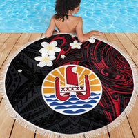 French Polynesia Tiare Day Beach Blanket Seal and Polynesian Pattern