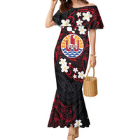 French Polynesia Tiare Day Mermaid Dress Seal and Polynesian Pattern LT03 Women Black - Polynesian Pride