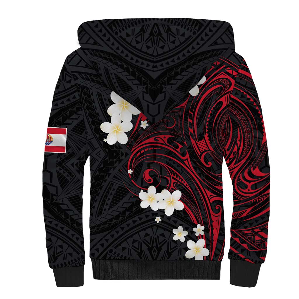 French Polynesia Tiare Day Sherpa Hoodie Seal and Polynesian Pattern LT03 - Polynesian Pride