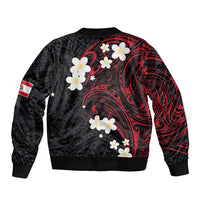 French Polynesia Tiare Day Sleeve Zip Bomber Jacket Seal and Polynesian Pattern LT03 - Polynesian Pride