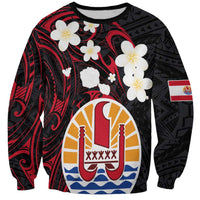 French Polynesia Tiare Day Sweatshirt Seal and Polynesian Pattern LT03 Unisex Black - Polynesian Pride