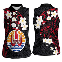 French Polynesia Tiare Day Women Sleeveless Polo Shirt Seal and Polynesian Pattern