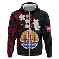 French Polynesia Tiare Day Zip Hoodie Seal and Polynesian Pattern LT03 Zip Hoodie Black - Polynesian Pride