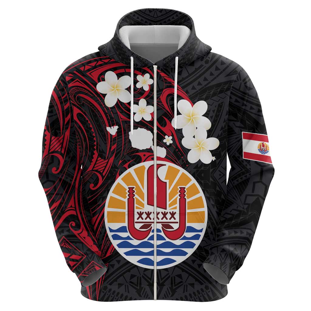 French Polynesia Tiare Day Zip Hoodie Seal and Polynesian Pattern LT03 - Polynesian Pride