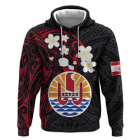 French Polynesia Tiare Day Zip Hoodie Seal and Polynesian Pattern LT03 Pullover Hoodie Black - Polynesian Pride