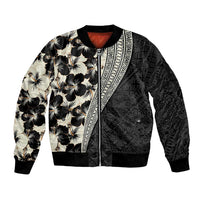 Bula Hibiscus Festival Bomber Jacket Tapa Pattern Half Style LT03 Unisex Beige - Polynesian Pride