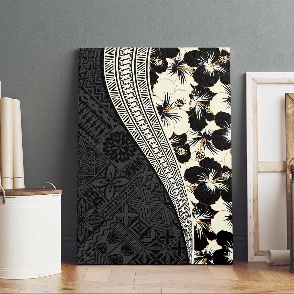 Bula Hibiscus Festival Canvas Wall Art Tapa Pattern Half Style