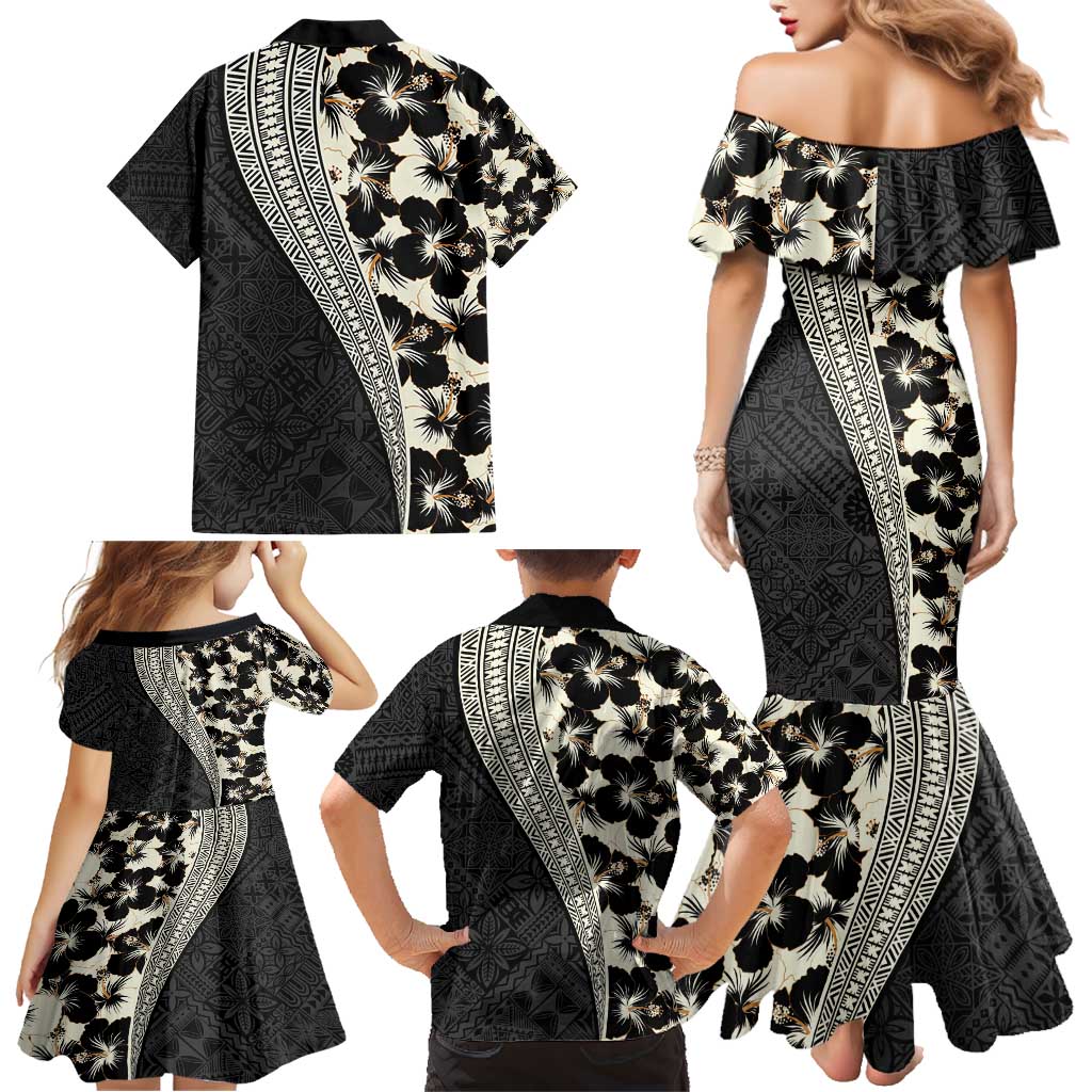 Bula Hibiscus Festival Family Matching Mermaid Dress and Hawaiian Shirt Tapa Pattern Half Style