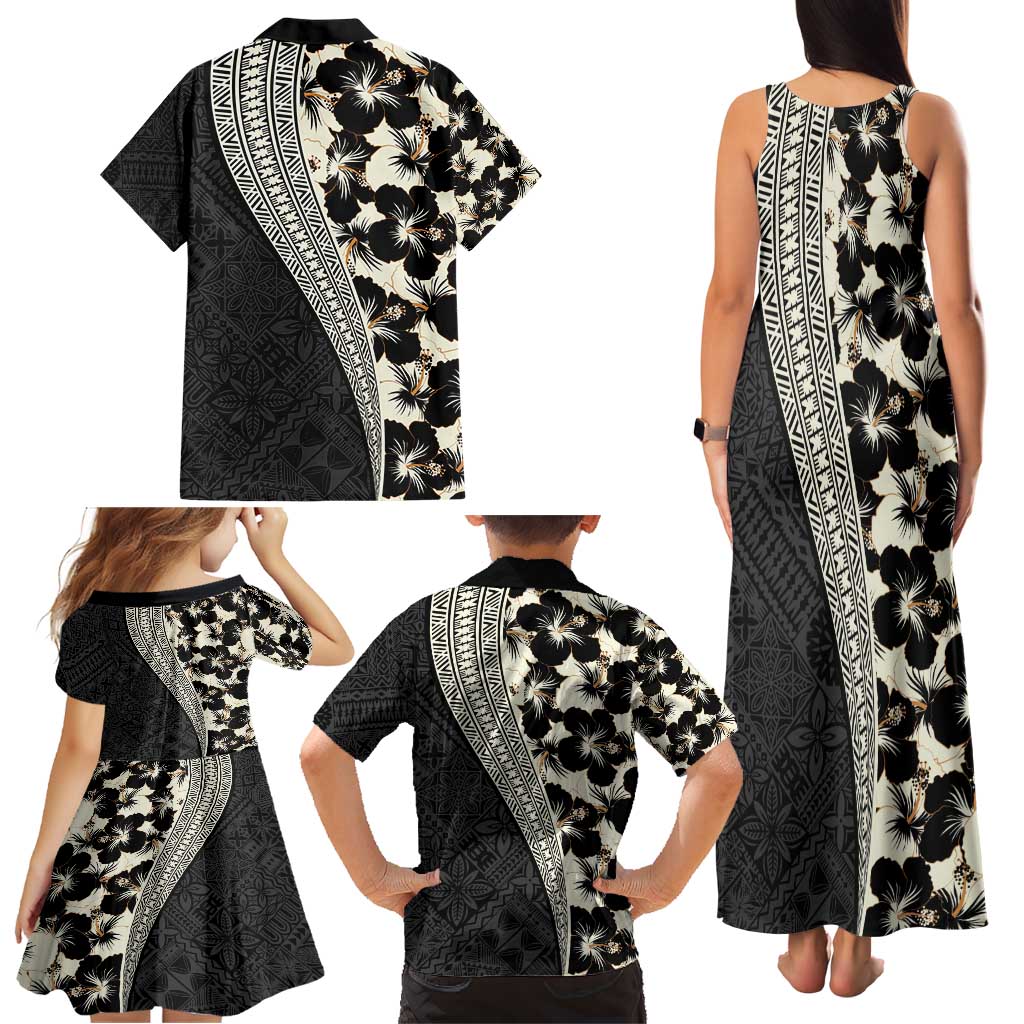Bula Hibiscus Festival Family Matching Tank Maxi Dress and Hawaiian Shirt Tapa Pattern Half Style