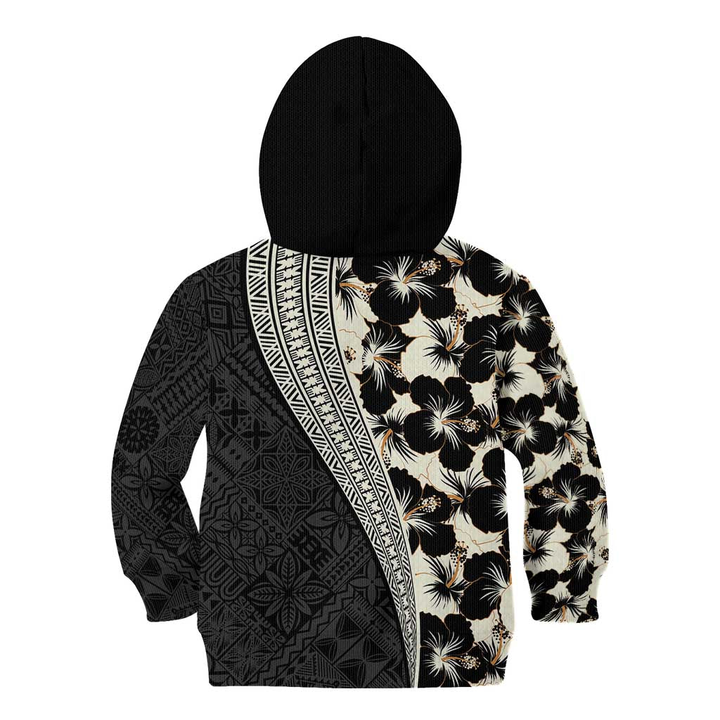 Bula Hibiscus Festival Kid Hoodie Tapa Pattern Half Style