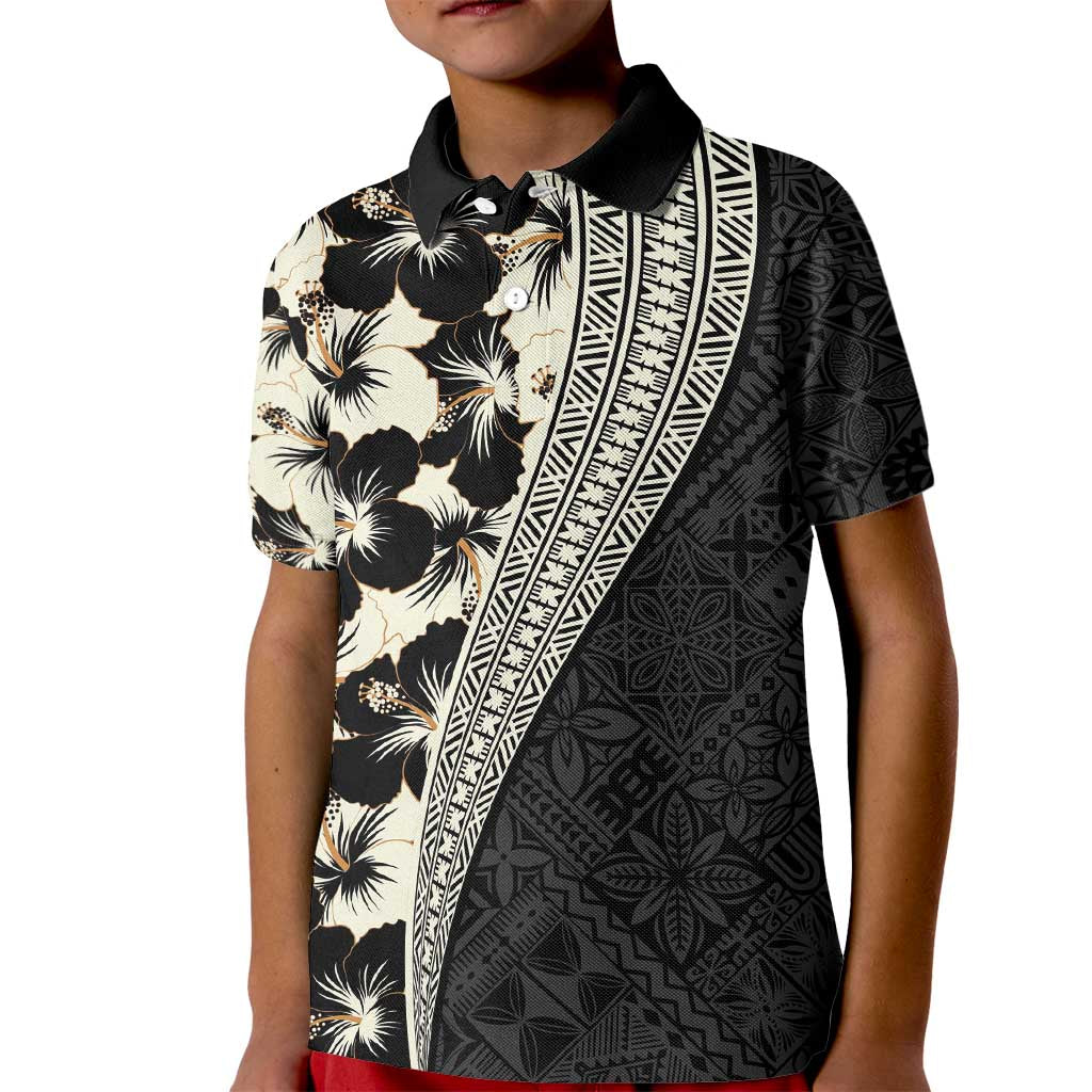 Bula Hibiscus Festival Kid Polo Shirt Tapa Pattern Half Style