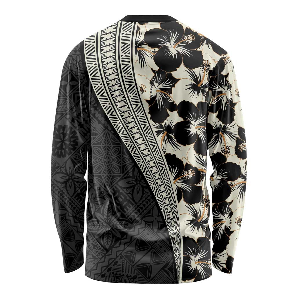 Bula Hibiscus Festival Long Sleeve Shirt Tapa Pattern Half Style