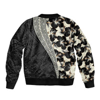 Bula Hibiscus Festival Sleeve Zip Bomber Jacket Tapa Pattern Half Style LT03 - Polynesian Pride