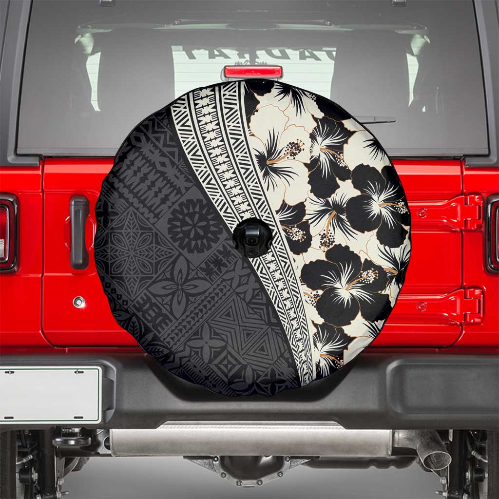 Bula Hibiscus Festival Spare Tire Cover Tapa Pattern Half Style