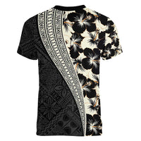 Bula Hibiscus Festival Women V-Neck T-Shirt Tapa Pattern Half Style