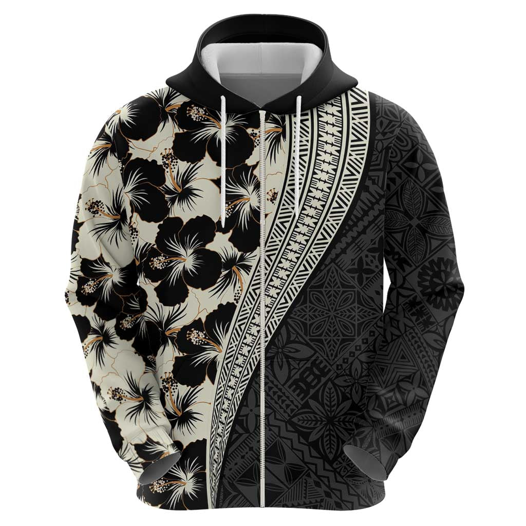 Bula Hibiscus Festival Zip Hoodie Tapa Pattern Half Style LT03 - Polynesian Pride