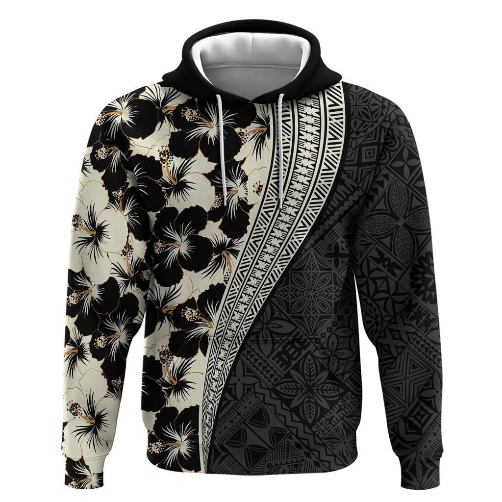 Bula Hibiscus Festival Zip Hoodie Tapa Pattern Half Style LT03 Pullover Hoodie Beige - Polynesian Pride