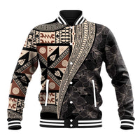 Bula Hibiscus Festival Baseball Jacket Fijian Masi Pattern Half Style LT03 Unisex Beige - Polynesian Pride